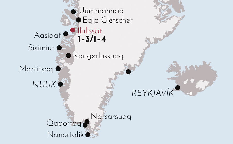 Karte zur Anschlussreise Abenteuer Nordgrönland