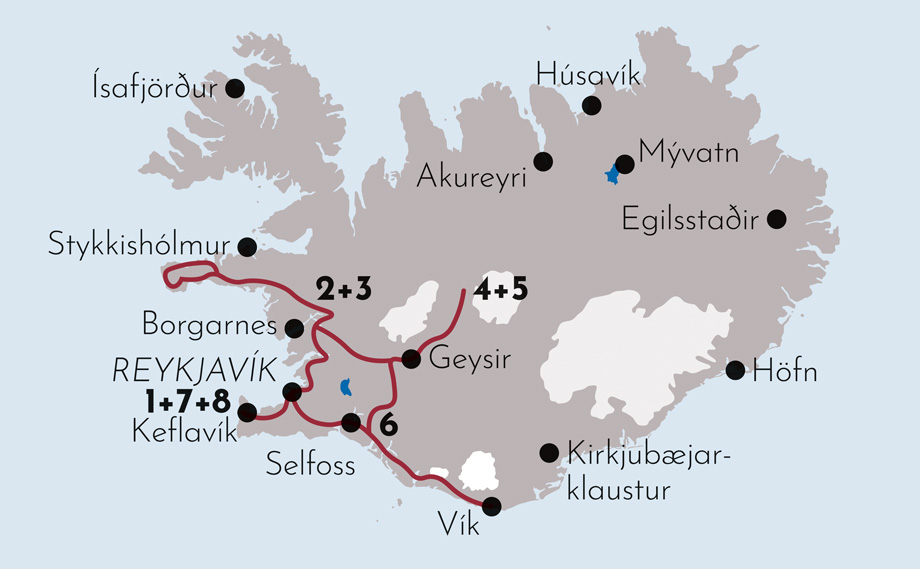 Karte Gruppenreise Feuer und Eis exklusiv