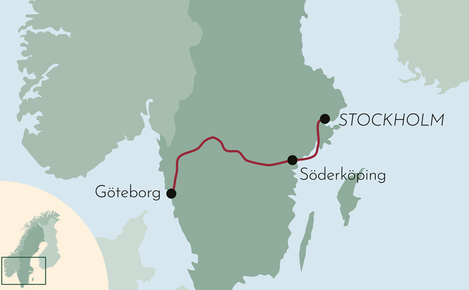 Karte zur Schiffsreise Romantischer Götakanal in Schweden