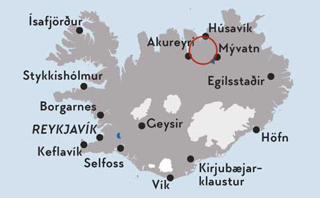 Karte zu der Mietwagenreise Heisse Quellen in Nordisland