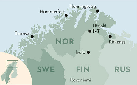 Karte zur Winterreise Wildes Lappland