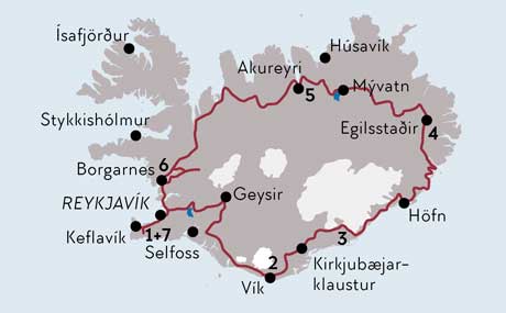 Karte Gruppenreise Island für Einsteiger