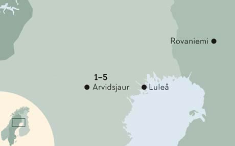 Karte zur Winterreise Lappland-Abenteuer in Schweden
