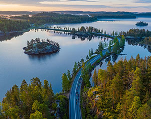 Die finnische Seenplatte in der Region Saimaa-See.